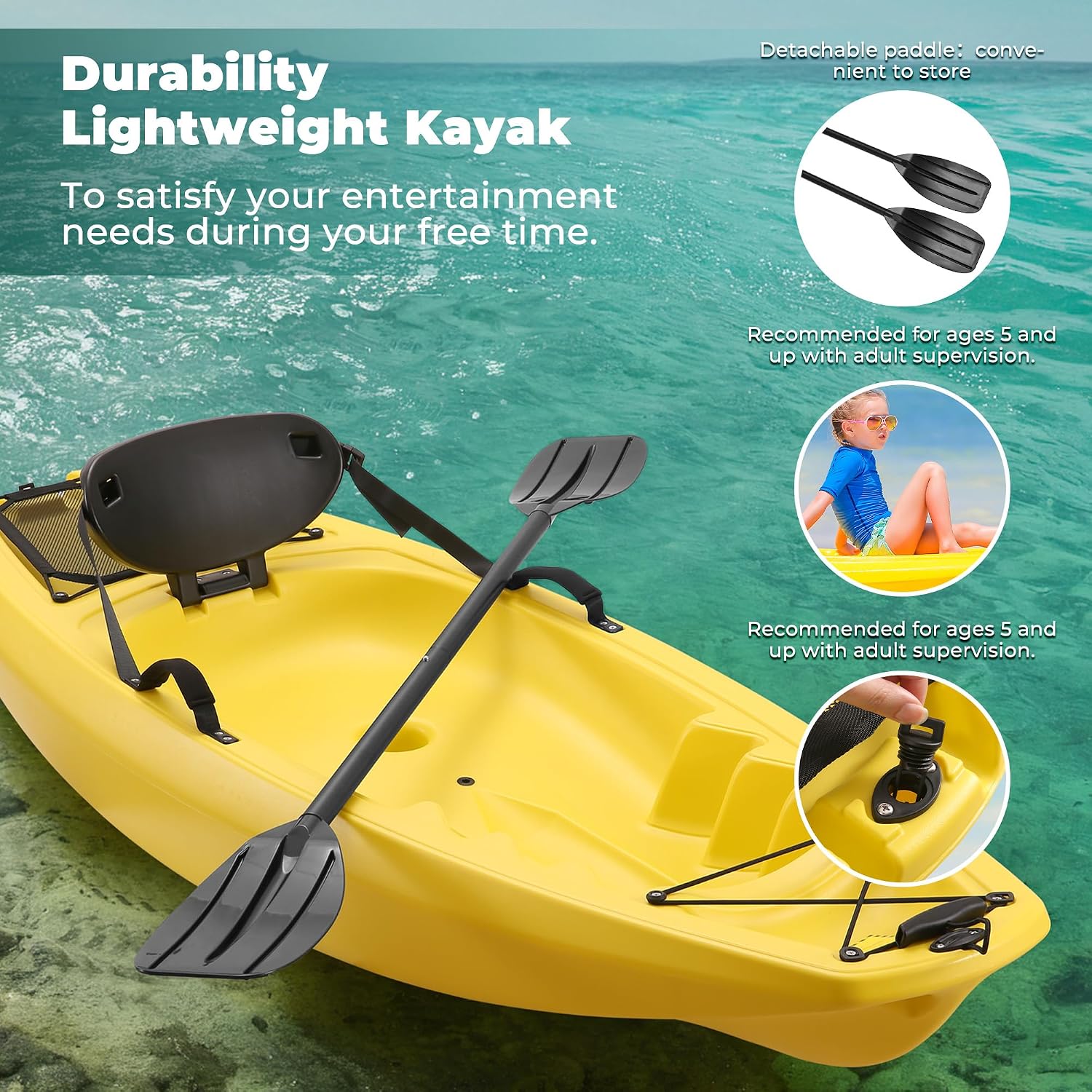 Kayak with Paddle 6.5 FT Recre - Fishing Kayak Paddle ulasan dan harga